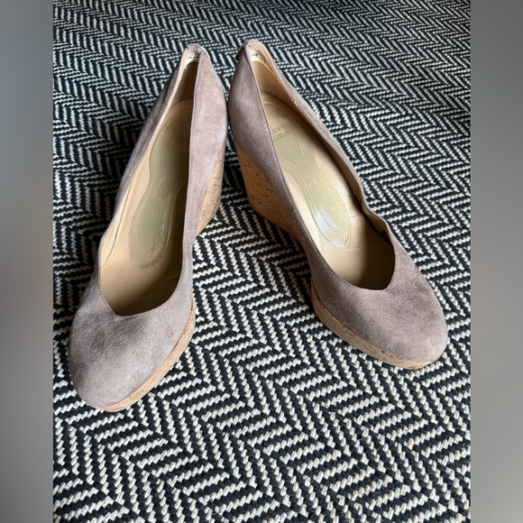Stuart Weitzman Corkswoon Suede Leather Cork Wedge Shoes Tan Nude Size 10 - Picture 2 of 9